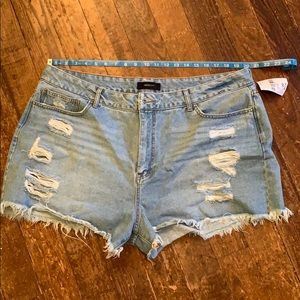 distressed jean shorts